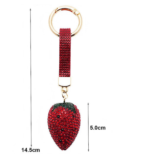 Rhinestone Pavé Strawberry Keychain