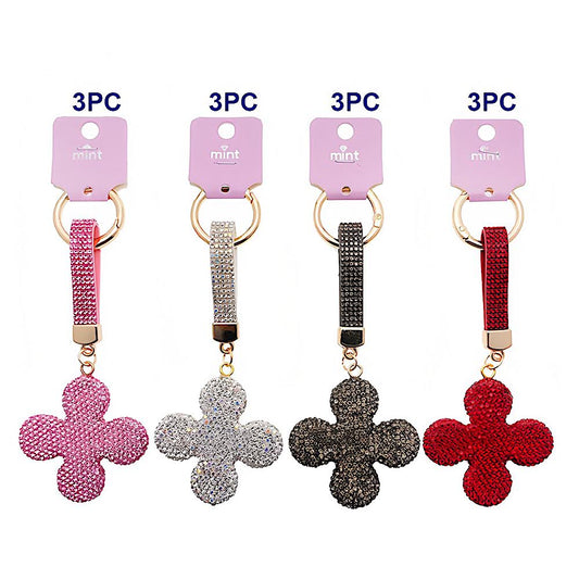 Rhinestone Pavé Four Leaf Clover Keychain