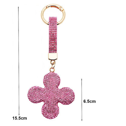 Rhinestone Pavé Four Leaf Clover Keychain