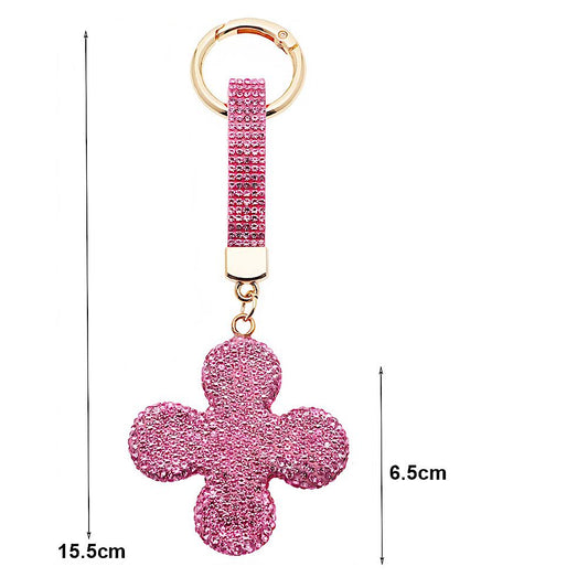 Rhinestone Pavé Four Leaf Clover Keychain