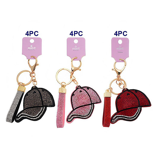 Rhinestone Baseball Hat Keychain
