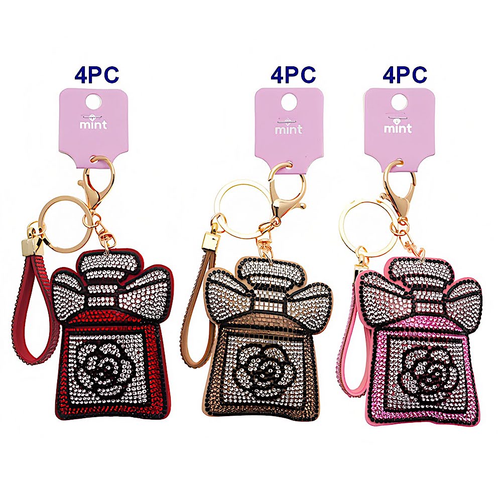 Rhinestone Rose Perfume Keychain