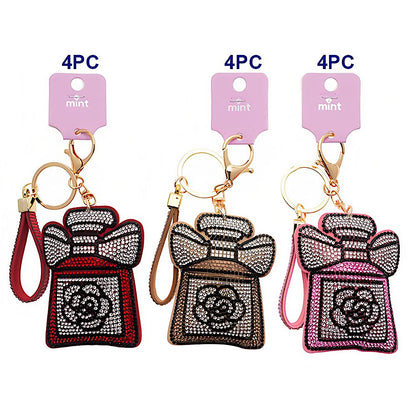 Rhinestone Rose Perfume Keychain