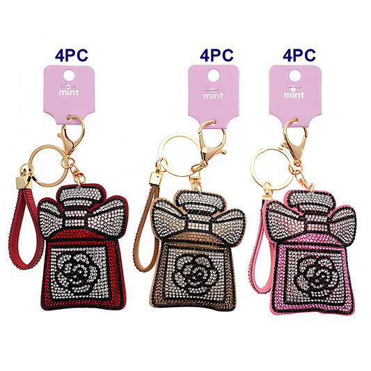 Rhinestone Rose Perfume Keychain