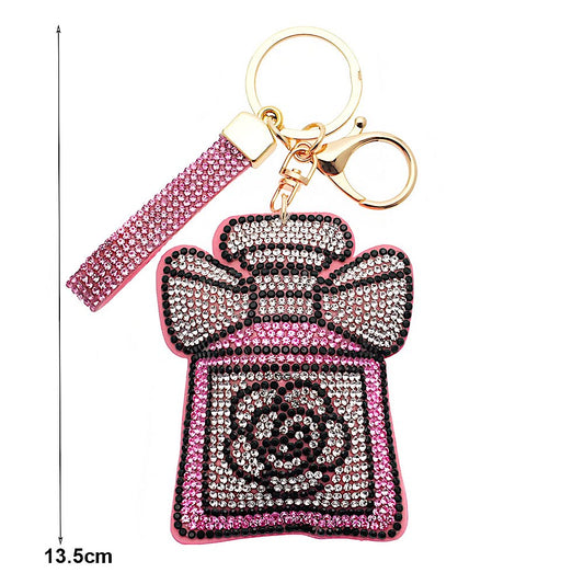 Rhinestone Rose Perfume Keychain