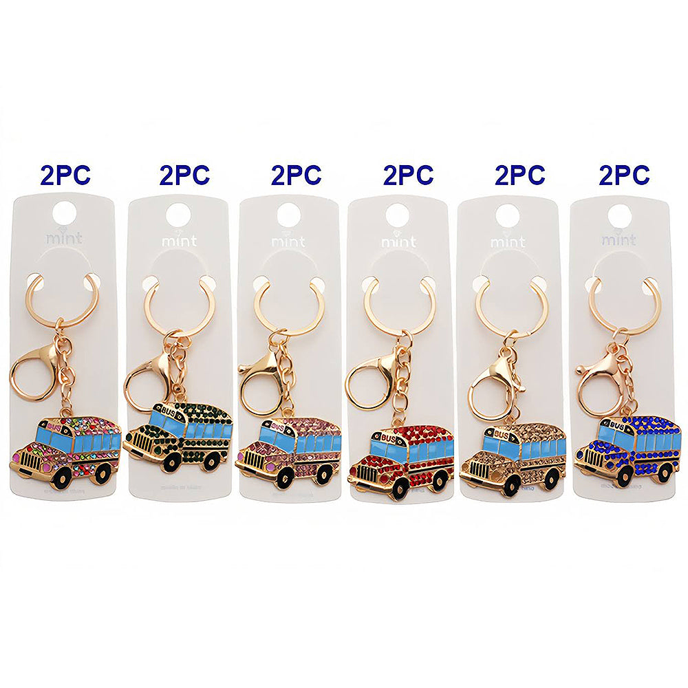 Rhinestone School Bus Keychain