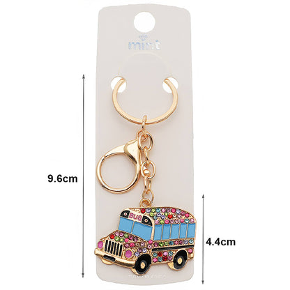 Rhinestone School Bus Keychain