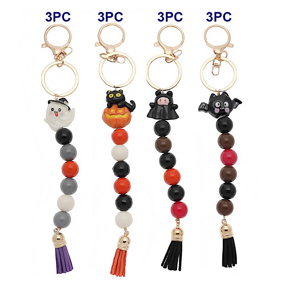 Halloween Bead Charm Tassel Keychain