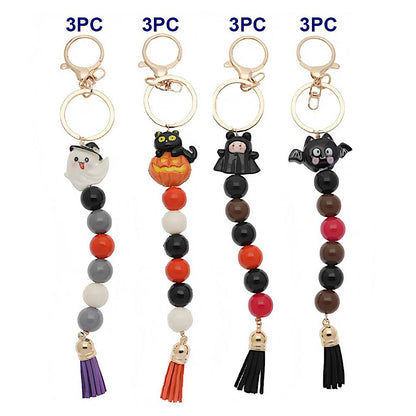 Halloween Bead Charm Tassel Keychain