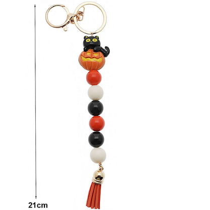 Halloween Bead Charm Tassel Keychain