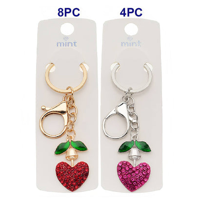 Rhinestone Heart Cherry Keychain