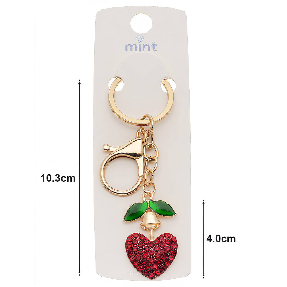 Rhinestone Heart Cherry Keychain