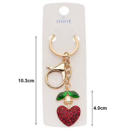 Rhinestone Heart Cherry Keychain