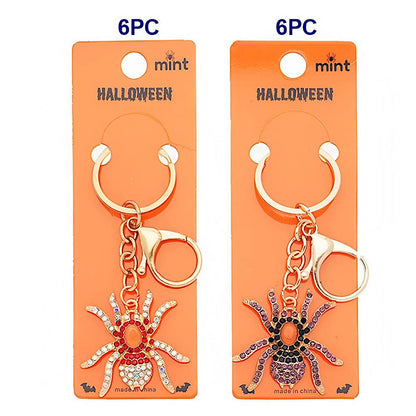 Halloween Rhinestone Spider Keychain