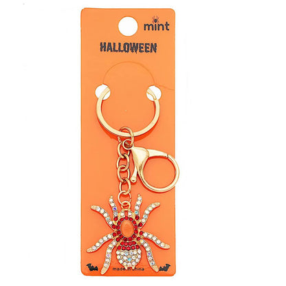 Halloween Rhinestone Spider Keychain