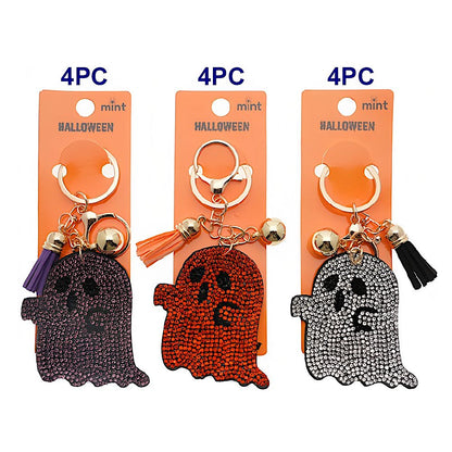 Halloween Rhinestone Ghost Tassel Keychain