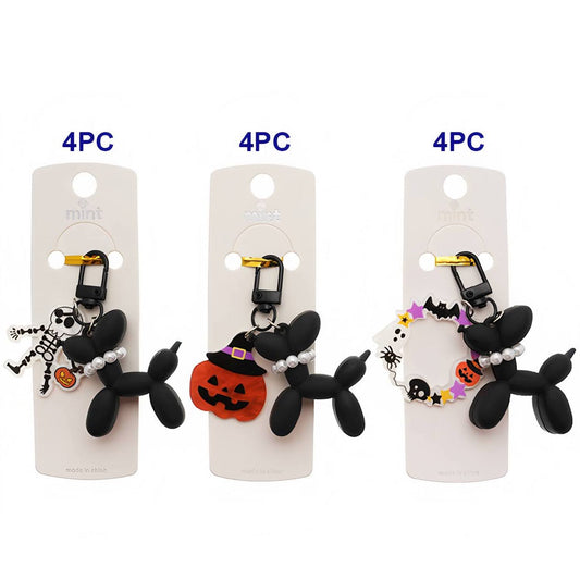 Halloween Black Balloon Dog Charm Keychain