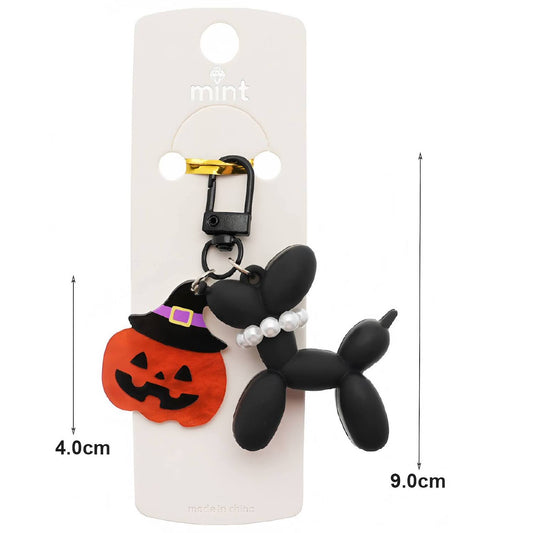 Halloween Black Balloon Dog Charm Keychain