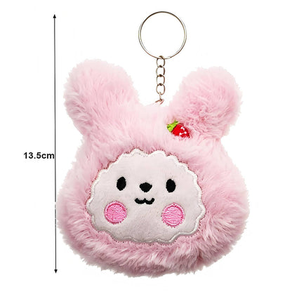 Cute Strawberry Bunny Plushie Keychain