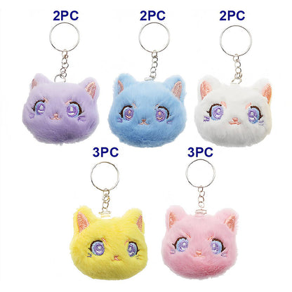 Cute Cat Face Plushie Keychain
