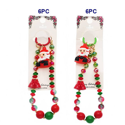 Christmas Santa Beaded Charm Keychain