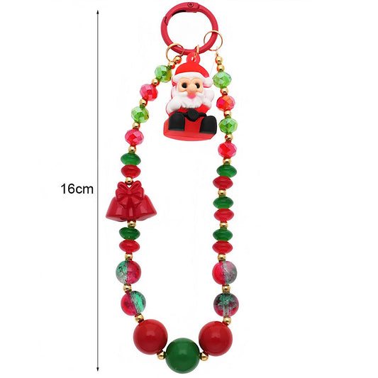 Christmas Santa Beaded Charm Keychain