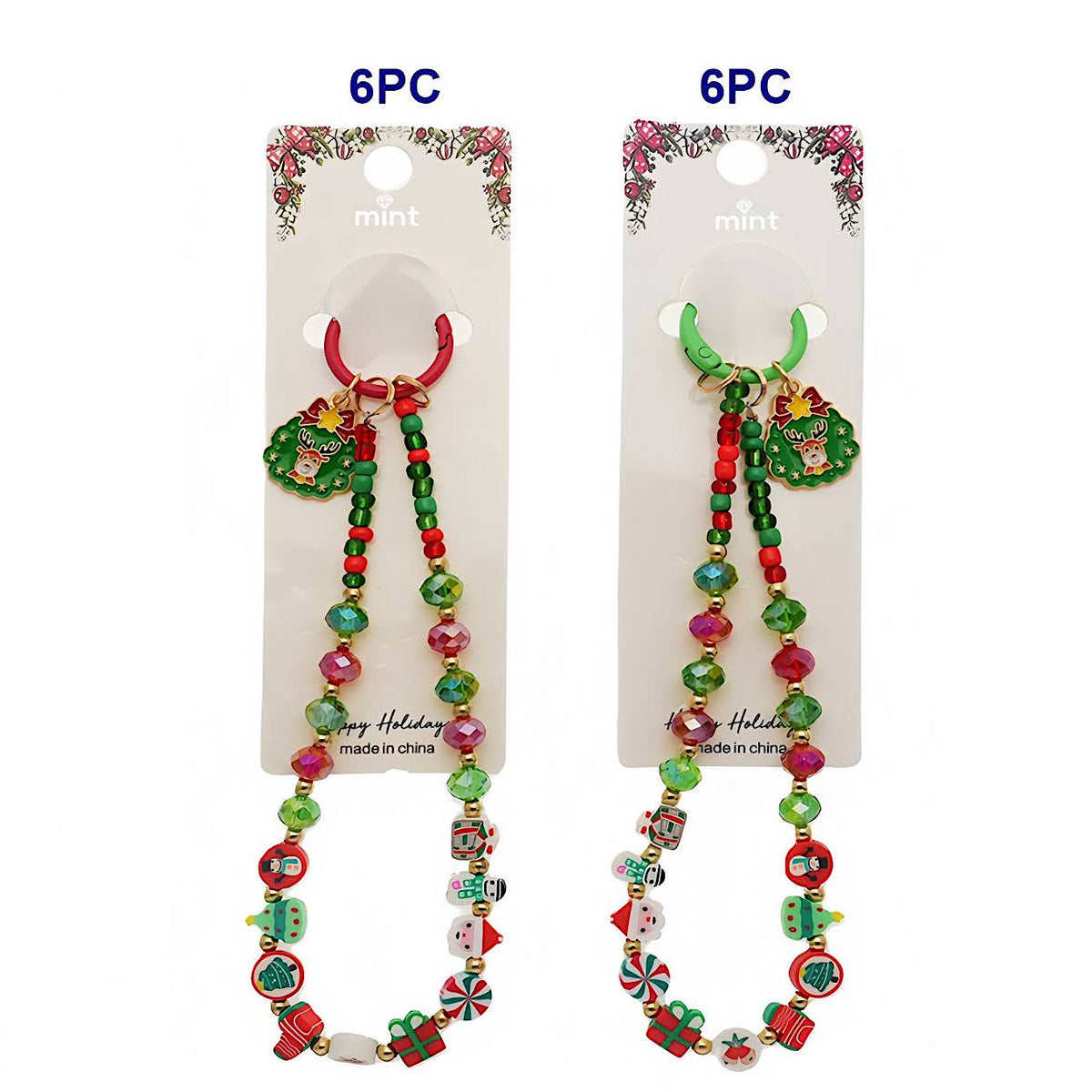 Christmas Beaded Charm Keychain