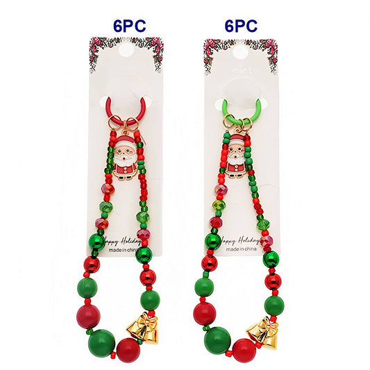 Christmas Santa Beaded Charm Keychain