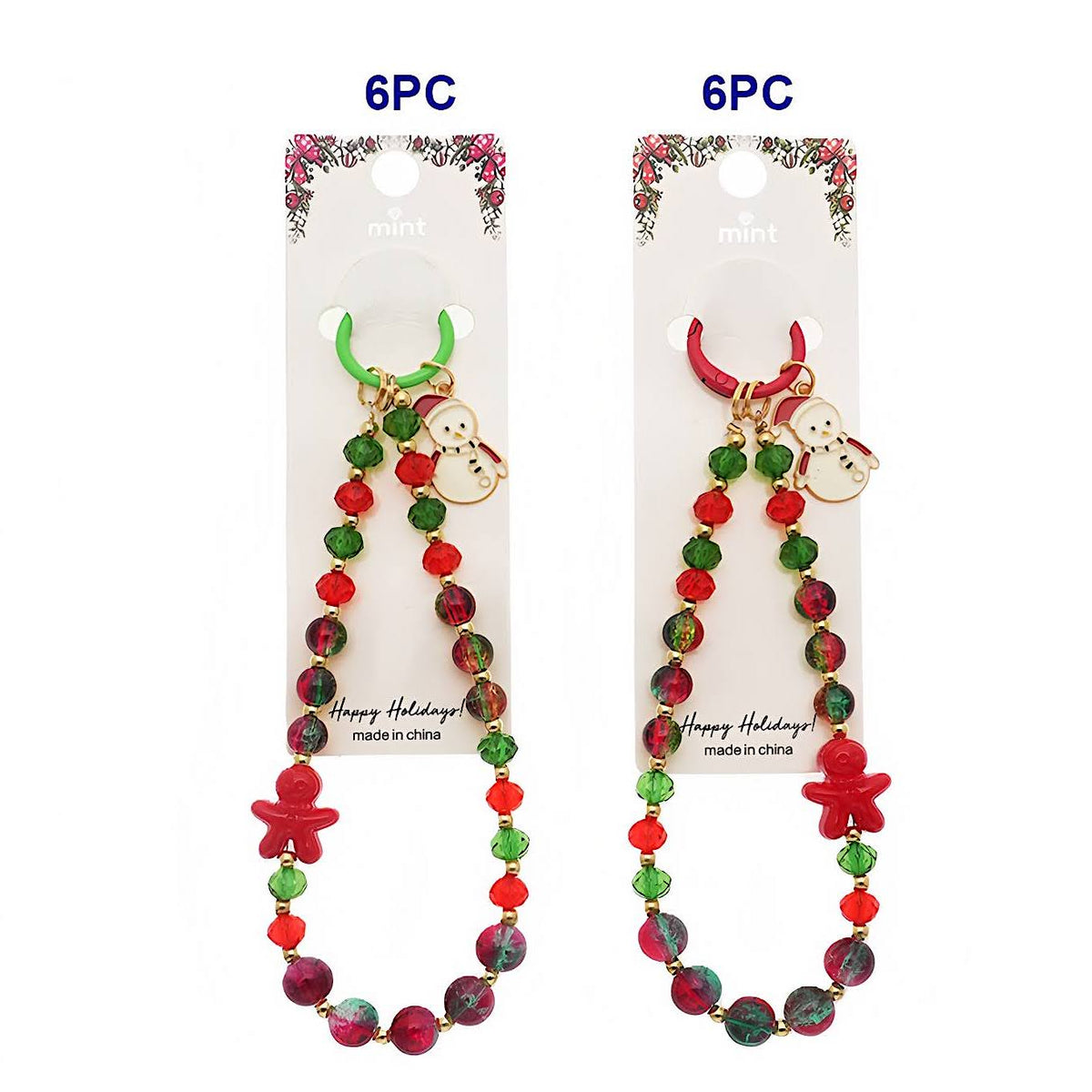 Christmas Snowman Beaded Charm Keychain