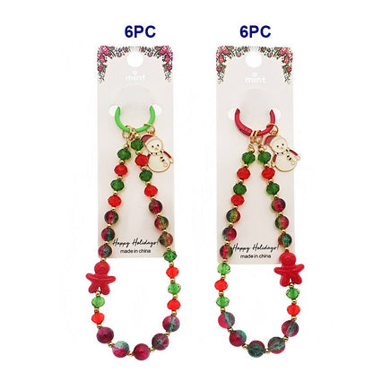 Christmas Snowman Beaded Charm Keychain