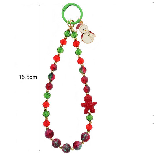Christmas Snowman Beaded Charm Keychain