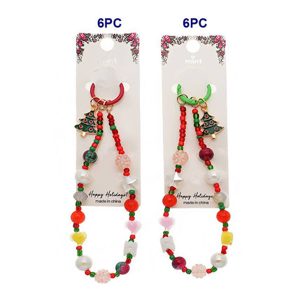 Christmas Tree Beaded Charm Keychain