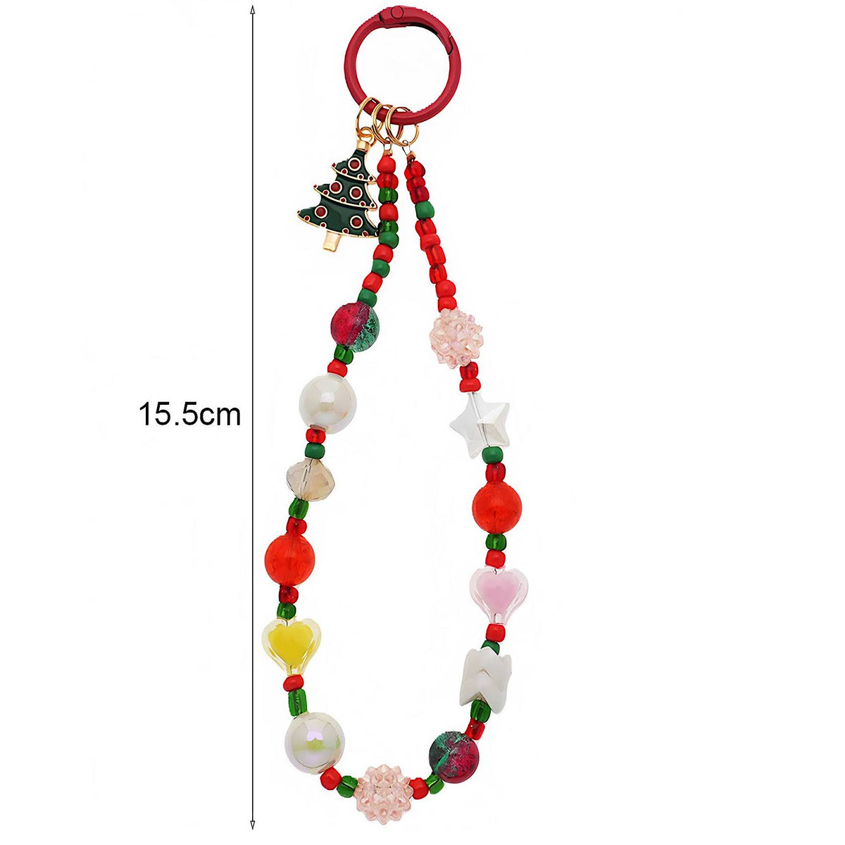 Christmas Tree Beaded Charm Keychain