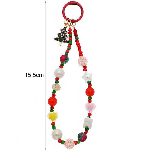 Christmas Tree Beaded Charm Keychain