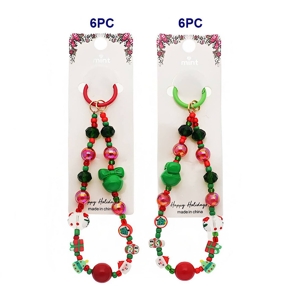 Christmas Beaded Charm Keychain