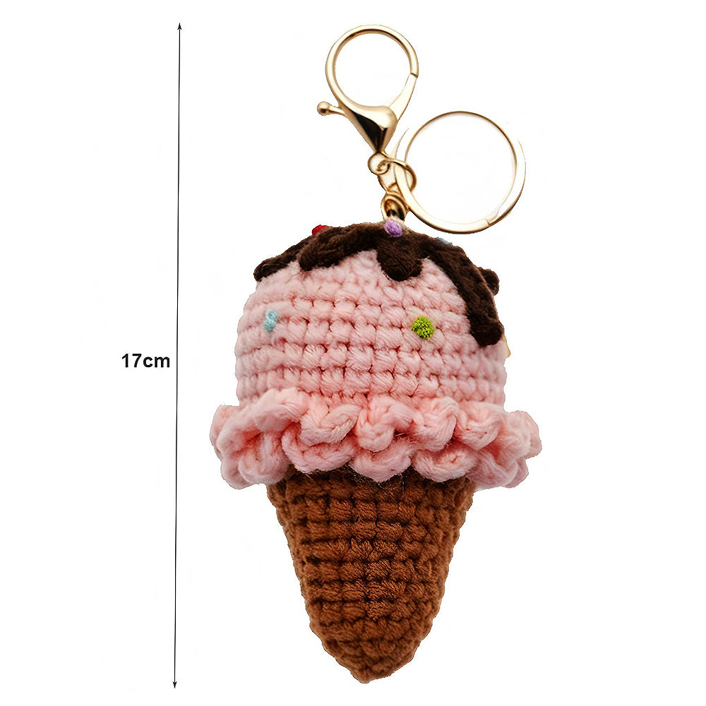 Crochet Ice Cream Cone Keychain