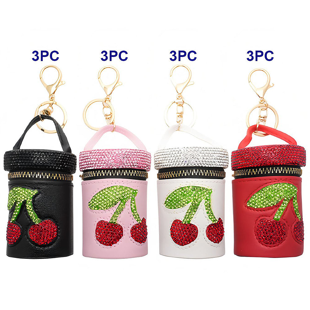 Cherry Rhinestone Mini Coin Purse Keychain