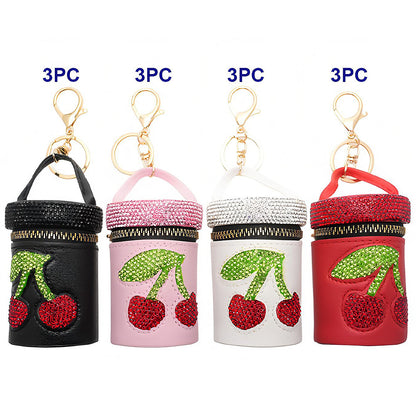 Cherry Rhinestone Mini Coin Purse Keychain