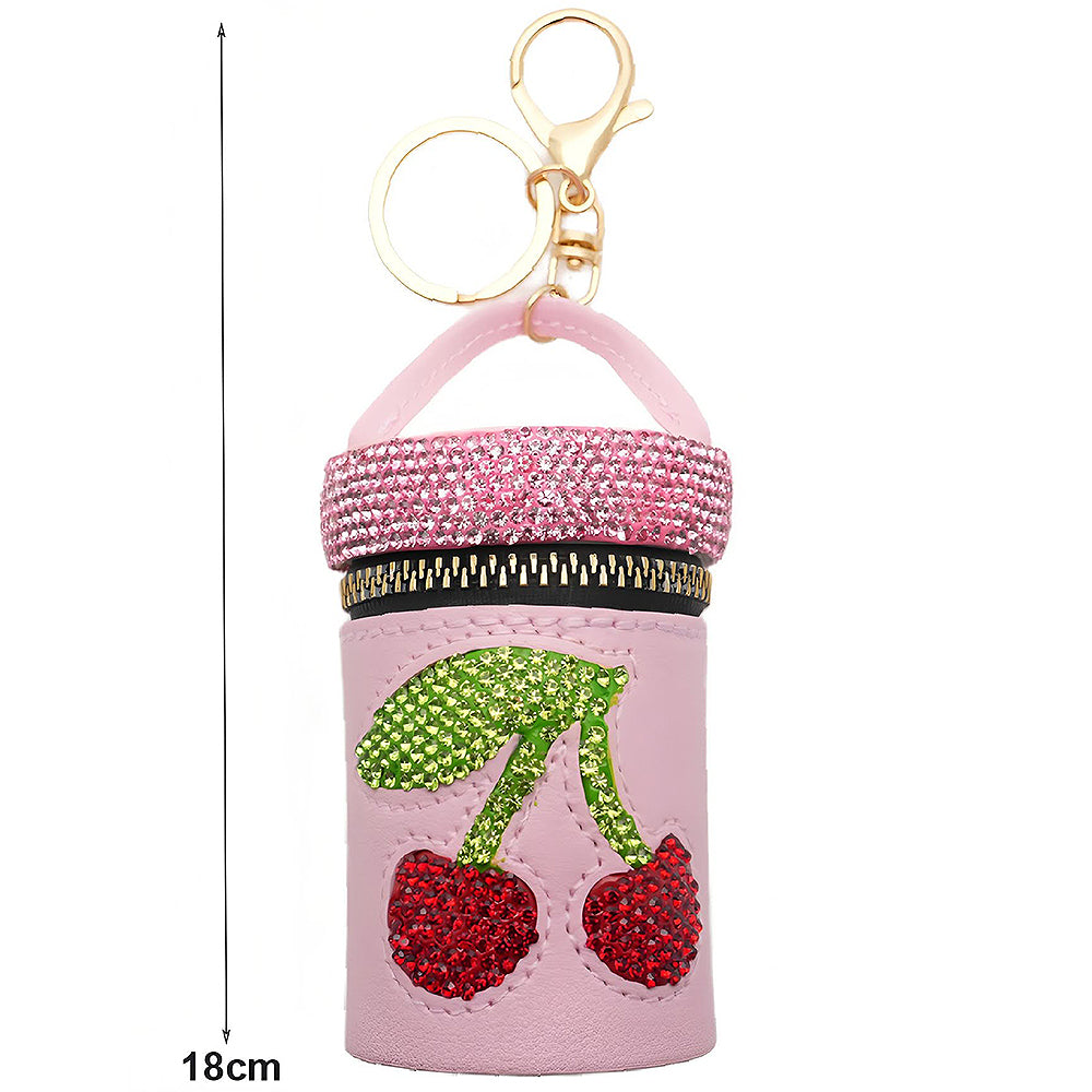 Cherry Rhinestone Mini Coin Purse Keychain