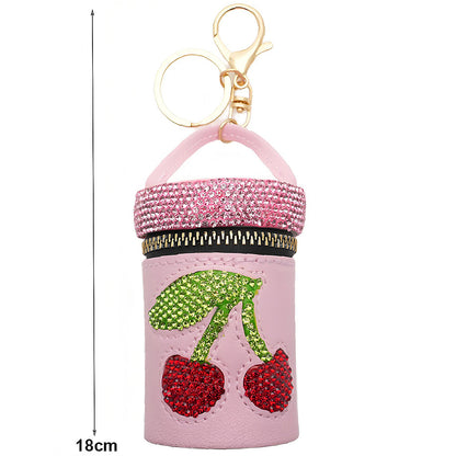 Cherry Rhinestone Mini Coin Purse Keychain