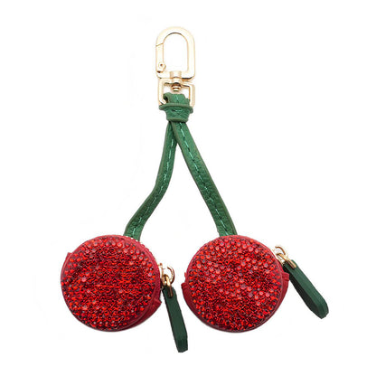 Rhinestone Cherry Mini Coin Purse Keychain