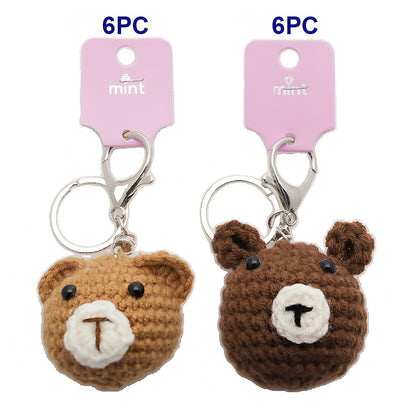Crochet Teddy Bear Face Keychain