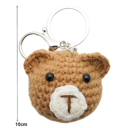 Crochet Teddy Bear Face Keychain