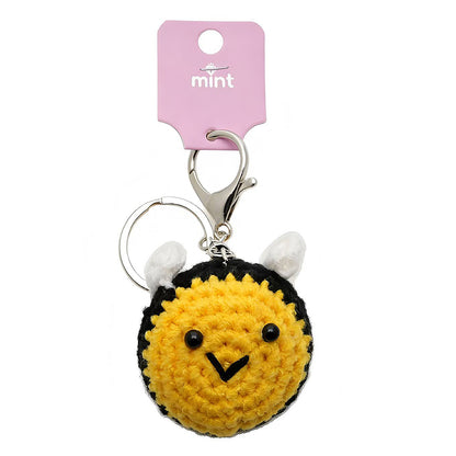 Crochet Chubby Round Honeybee Keychain