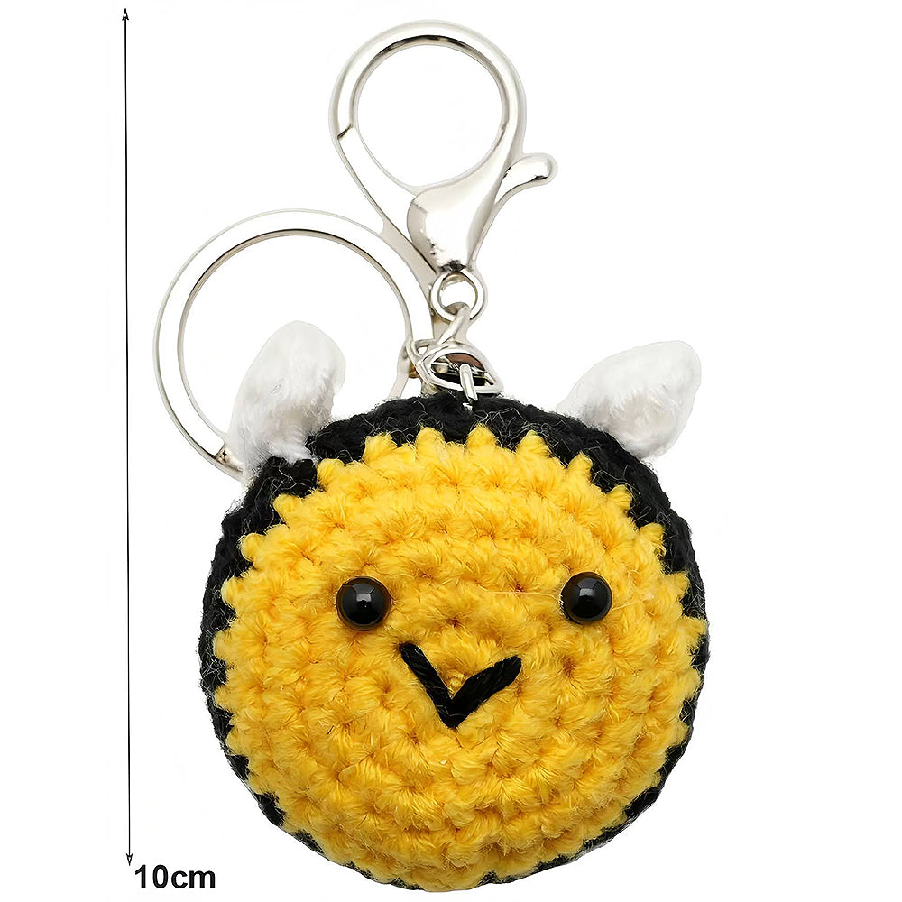 Crochet Chubby Round Honeybee Keychain