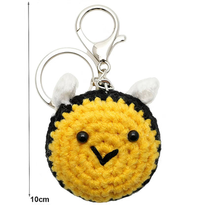 Crochet Chubby Round Honeybee Keychain