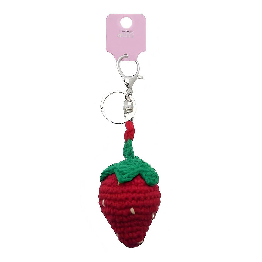 Crochet Strawberry Keychain