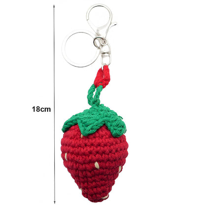Crochet Strawberry Keychain