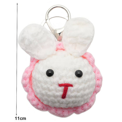 Crochet Bunny Rabbit Face Keychain