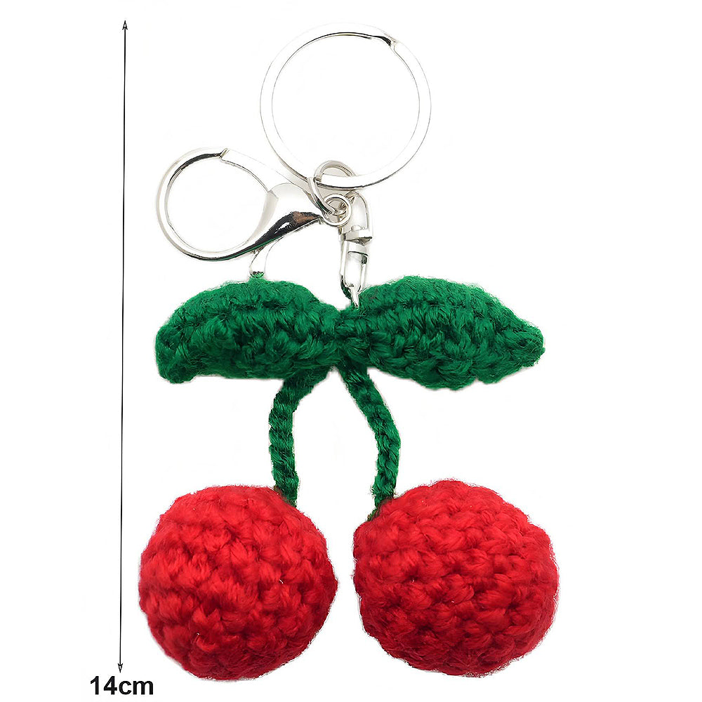 Crochet Cherry Keychain